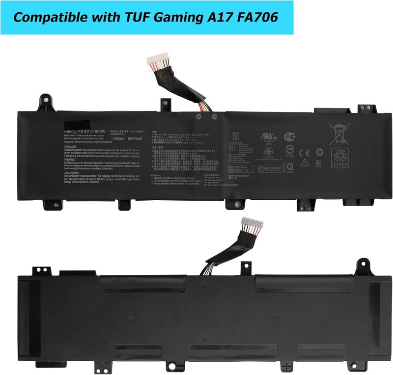 WISTAR C41N1906 Laptop Battery for ASUS TUF Gaming A17 FA706 FA706II FA706IU A15 FA506 FA506II FA506QR 2021 F15 FX506 FX506H Series Laptop B0B200-0362000 0 0B200-03590000 - Image 2