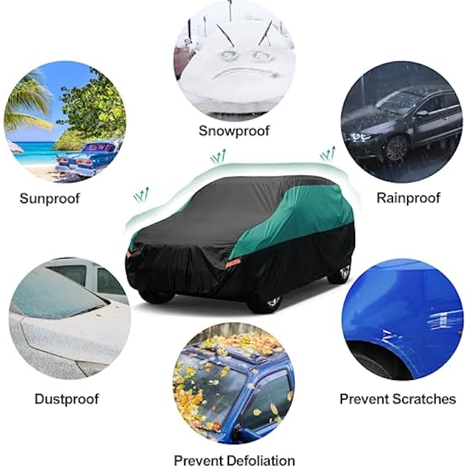 rayihni SUV Car Cover Waterproof All Weather, Outdoor Car Covers for Automobiles, Hail UV Snow Wind Protection, Compatible with Audi Q7, BMW X5/X6, Toyota Land Cruiser/Prado etc. (Length Up to 200") - Image 3