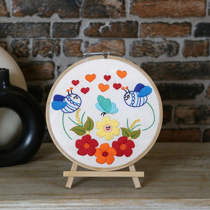 picknMAKE Cross Stitch Embroidery Kit For Beginners & Adult, Showcasing Cheerful Bees, Vibrant Flowers, And Playful Hearts,Instruction Paper, Threads & Needles All Materials Included,Multicolor - Image 5