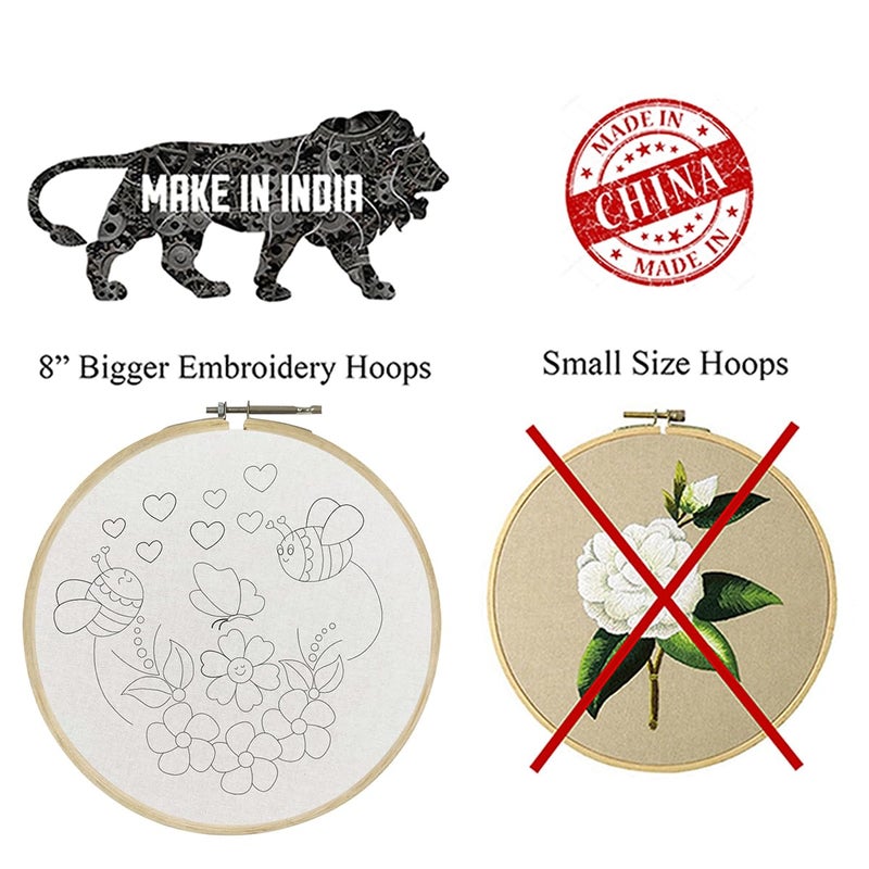 picknMAKE Cross Stitch Embroidery Kit For Beginners & Adult, Showcasing Cheerful Bees, Vibrant Flowers, And Playful Hearts,Instruction Paper, Threads & Needles All Materials Included,Multicolor - Image 4