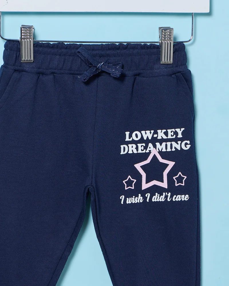 Redtag Infant Girls Navy Track Pants