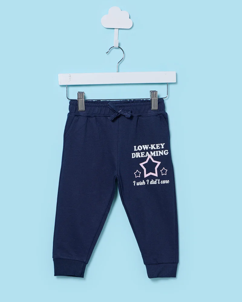 Redtag Infant Girls Navy Track Pants
