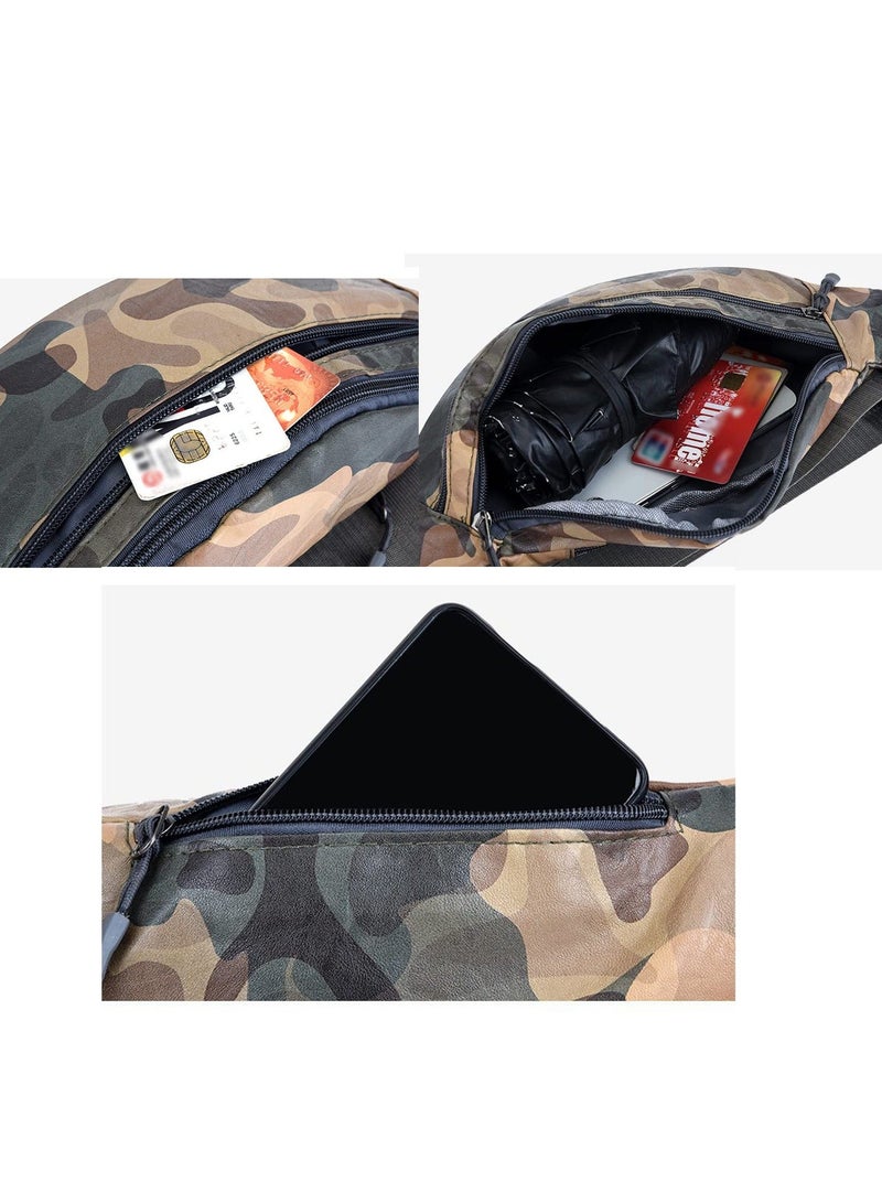 Bumbags for Ladies Men Women, Large Crossbody Pack Belt Bag with Adjustable Buckle, Waterproof Fashion Waist Packs, Casual Sport Running Jogging (Camouflage)