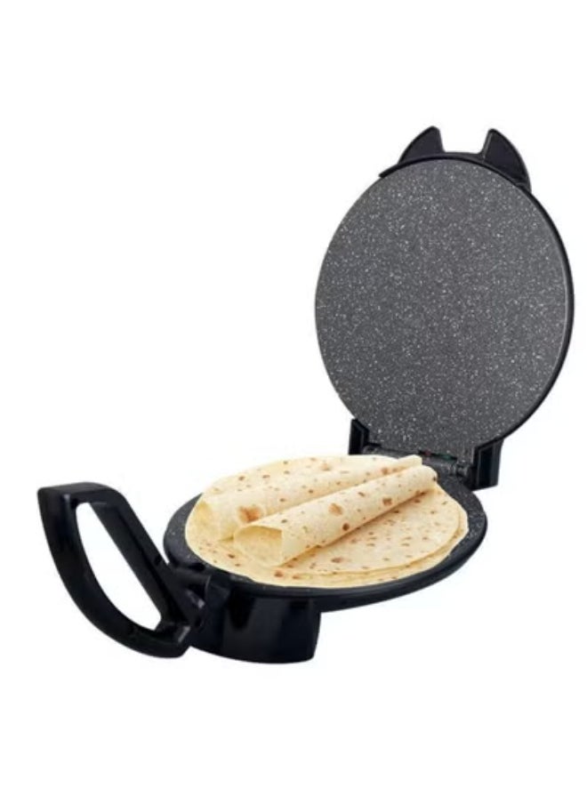 Generic 10-Inch Electric Roti Maker – 1200W Non-Stick Chapati and Paratha Press with Durable Stainless Steel Body, Adjustable Temperature Control for Precision Cooking, Dual Indicator Lights for Power and Heat Readiness, Safety Lock Mechanism, Easy-Clean Non-Stick Cooking Plates, Instruction Manual Included – 220-240V Compact Home Kitchen Appliance – Black  - Image 1
