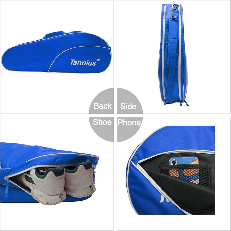 Tannius Tennis Racket Bag (3-5 Racquet), with Shoe & Phone Compartment and Protective Pad, Super Roomy and Lightweight Racquet Bag for Tennis, Badminton - Image 3
