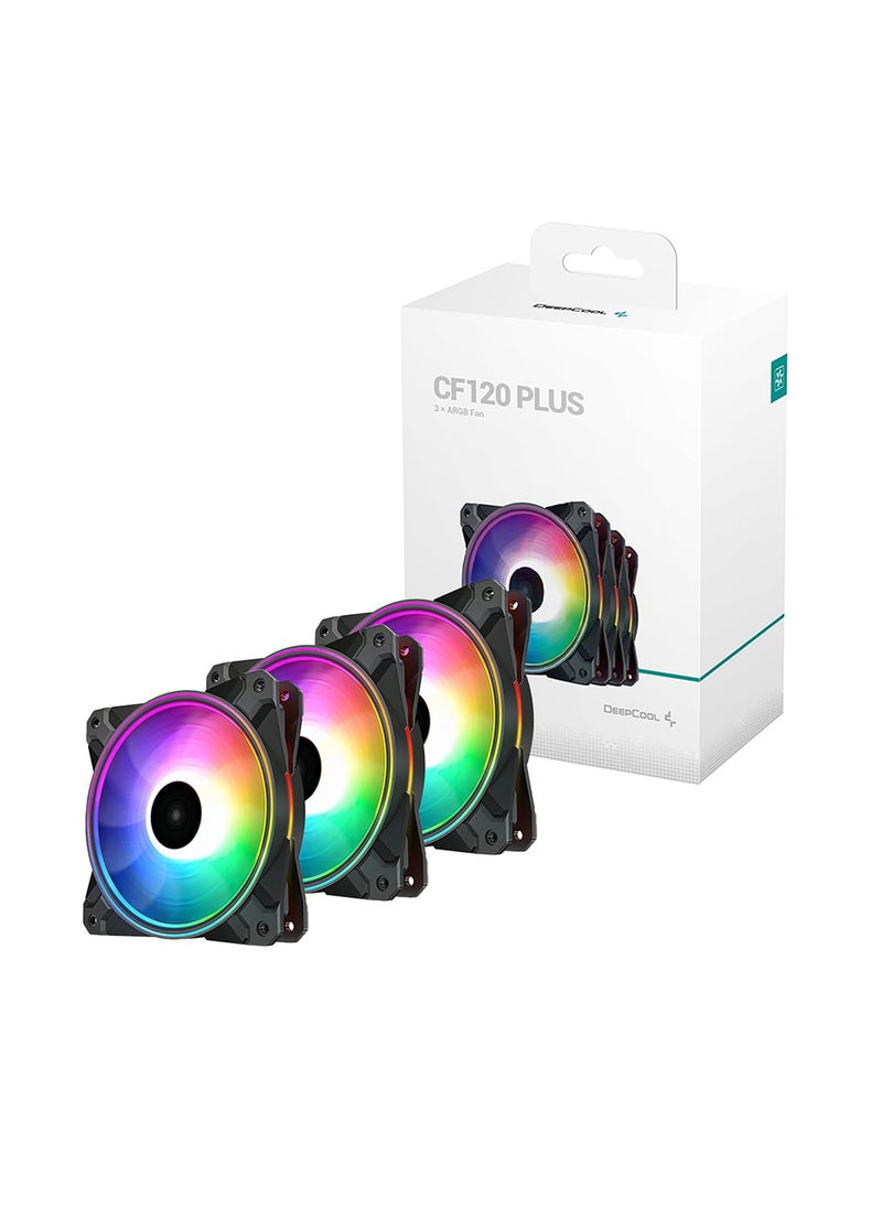 DEEPCOOL مروحة تبريد هيكل DEEPCOOL CF120 Plus 3 IN 1 RGB مقاس 120 مم | تدعم مزامنة اللوحة الأم A-RGB - DP-F12-AR-CF120P-3P  - Image 1