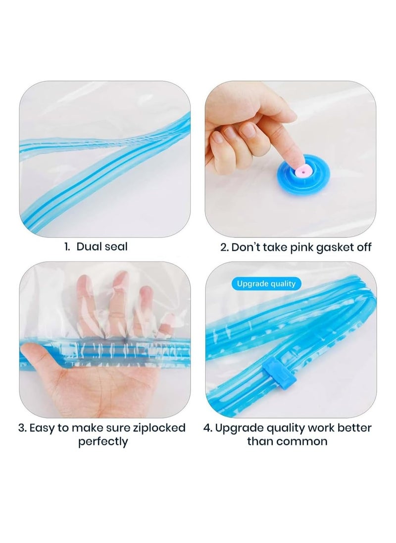 Meetion - Vacuum Compression Storage Bags, 6 Pack Vacuum Bags (2L+2M+1J+1Pump) with free Hand Pump, Vacuum Seal Bag for Clothes, Bedding, Blankets, Pillows, Seasonal Storage for Home & Travelling - Image 1