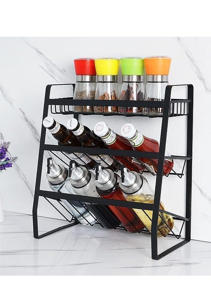 MIXDE - 3 Tier Detachable Spice Rack for Countertop, Adjustable Seasoning Organizer, Freestanding Spice Holder for Kitchen Storage - Image 1