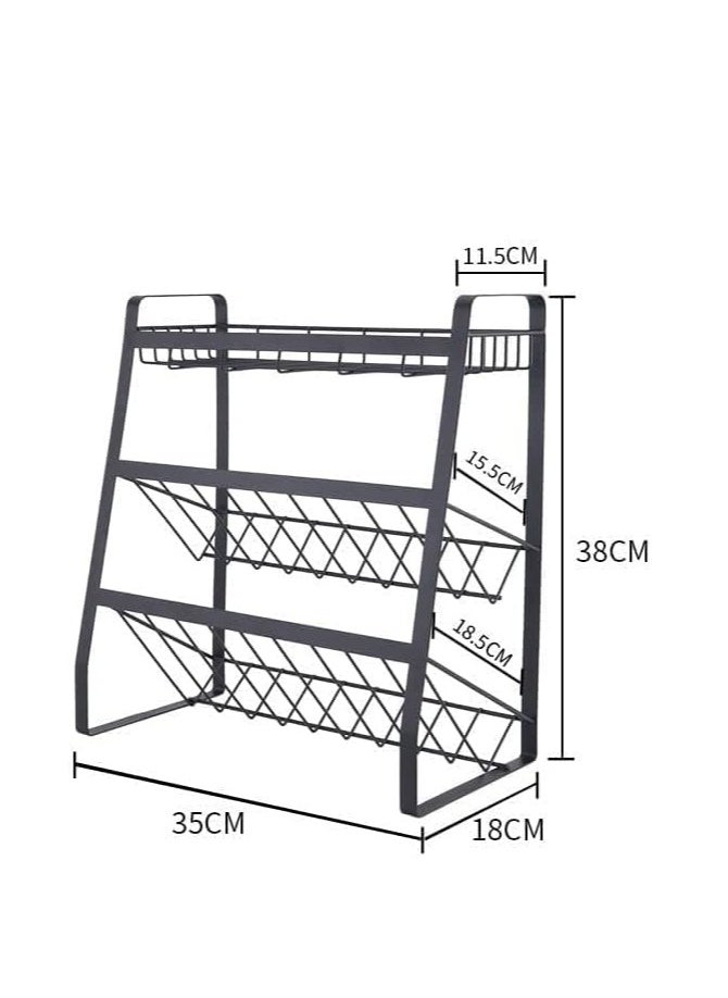 MIXDE - 3 Tier Detachable Spice Rack for Countertop, Adjustable Seasoning Organizer, Freestanding Spice Holder for Kitchen Storage - Image 1