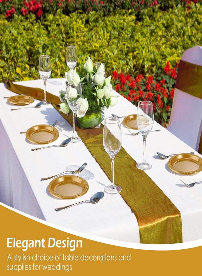 Zopeal 200 Pcs Gold Plastic Dessert Plates 6 Inch Round Gold Disposable Plates Heavy Duty Wedding Dinner Tableware for Birthday Party Dinner Picnic Salad, Appetizer Party Supplies - Image 4