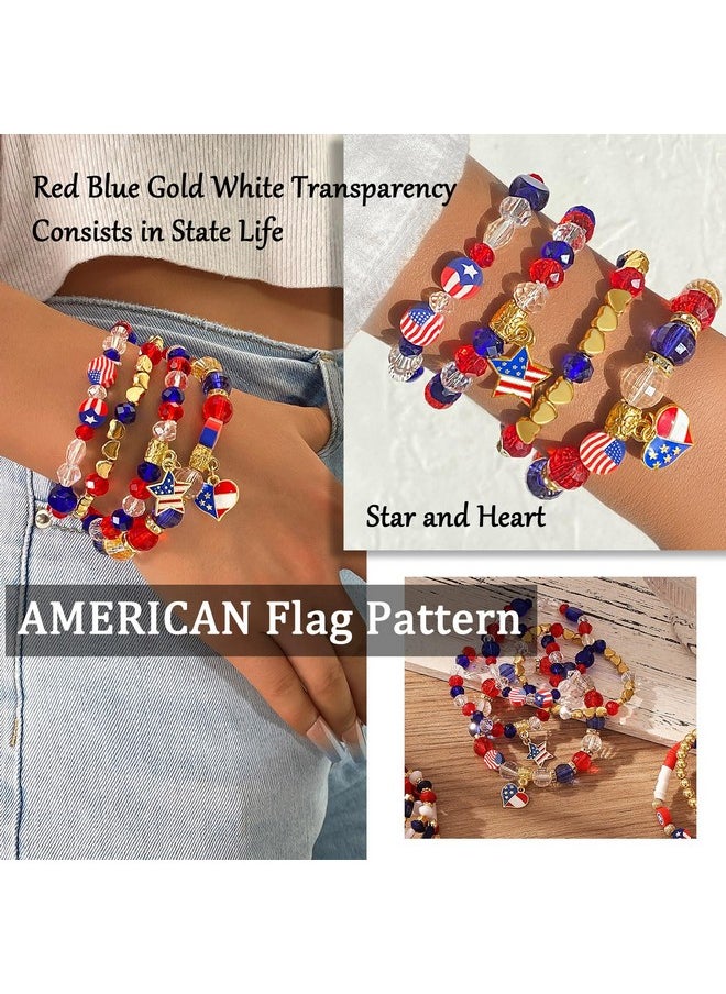 17IF 30 Pcs Silver Bead Bracelet Set For Women, Charm Colorful Crystal Stone Wooden Stackable Boho Turquoise Evil Eye Butterfly American Star Heart Stretch Chain For Friendship  - Image 1