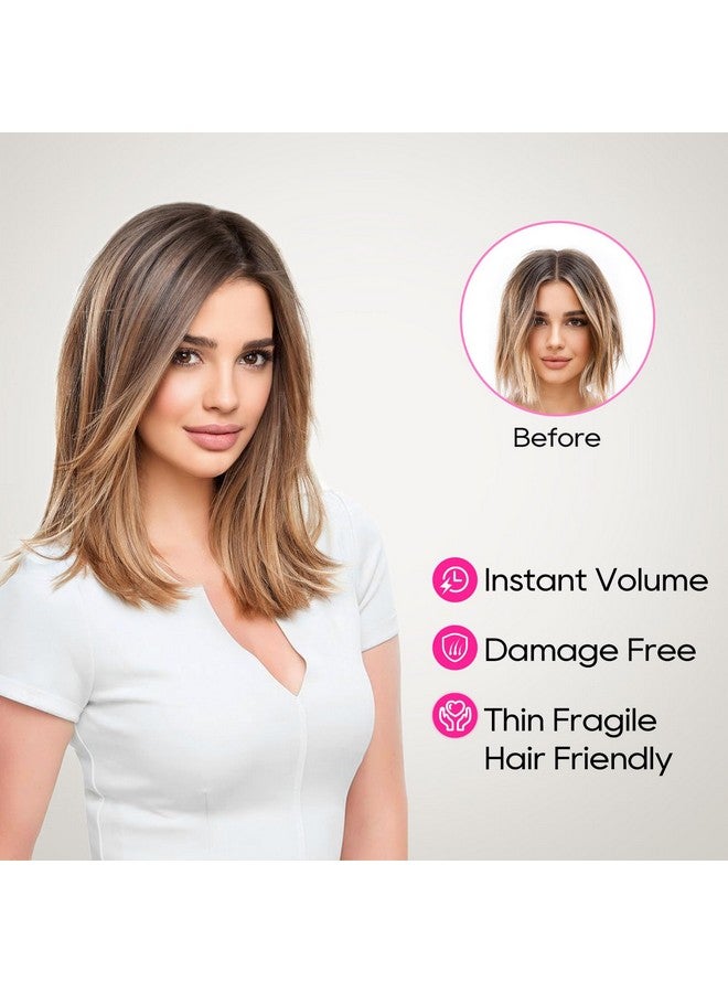 REECHO Invisible Wire Hair Extensions with Thinner Softer Lace Weft 12" Short Straight Clips in Secret Hairpiece for Women 12 Inch (Pack of 1) - Golden Blonde with Highlights - Image 5