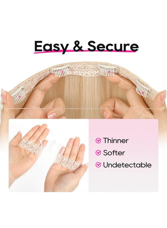 REECHO Invisible Wire Hair Extensions with Thinner Softer Lace Weft 12" Short Straight Clips in Secret Hairpiece for Women 12 Inch (Pack of 1) - Golden Blonde with Highlights - Image 4