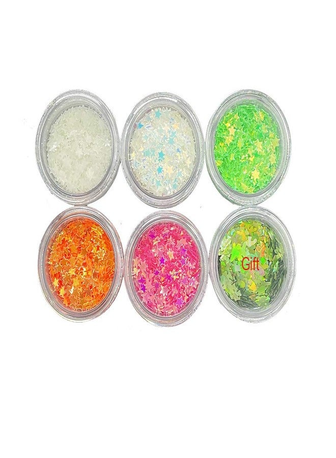 PrettyG 5 Boxes Set Luminous Star Nail Art Glitter Glow in The Dark 3D Holographic Sparky Star Shape Glitter Stickers for Resin DIY Making Art Craft Nail Nightclub Decoration Accessories Set1 - Image 3