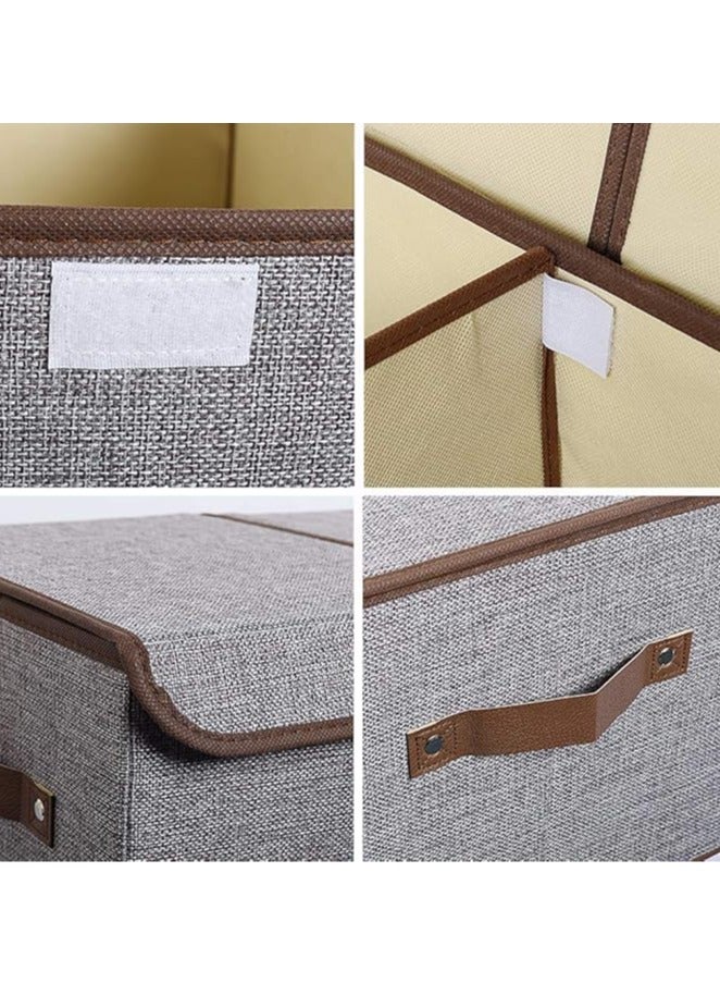 Arabest Large Storage Bins Linen Fabric Foldable Basket Cubes Organizer Storage Boxes Drawer with Lid and Handles for Home, Office, Closet, Bedroom, Nursery (Grey-2pcs) - Image 3