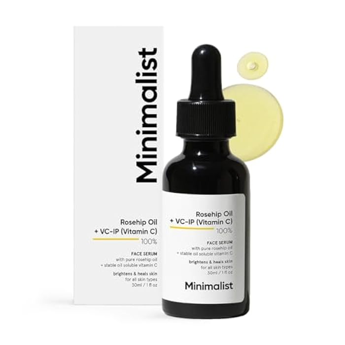 Minimalist Rosehip Oil with Vitamin C for Anti Aging & Glowing Skin | Fades Acne Marks & Scars & Reduces Photoaging | Pure & Cold Pressed | For Women & Men | 1 Fl Oz / 30 ml - Image 1