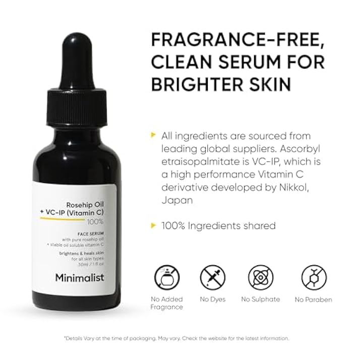 Minimalist Rosehip Oil with Vitamin C for Anti Aging & Glowing Skin | Fades Acne Marks & Scars & Reduces Photoaging | Pure & Cold Pressed | For Women & Men | 1 Fl Oz / 30 ml - Image 3