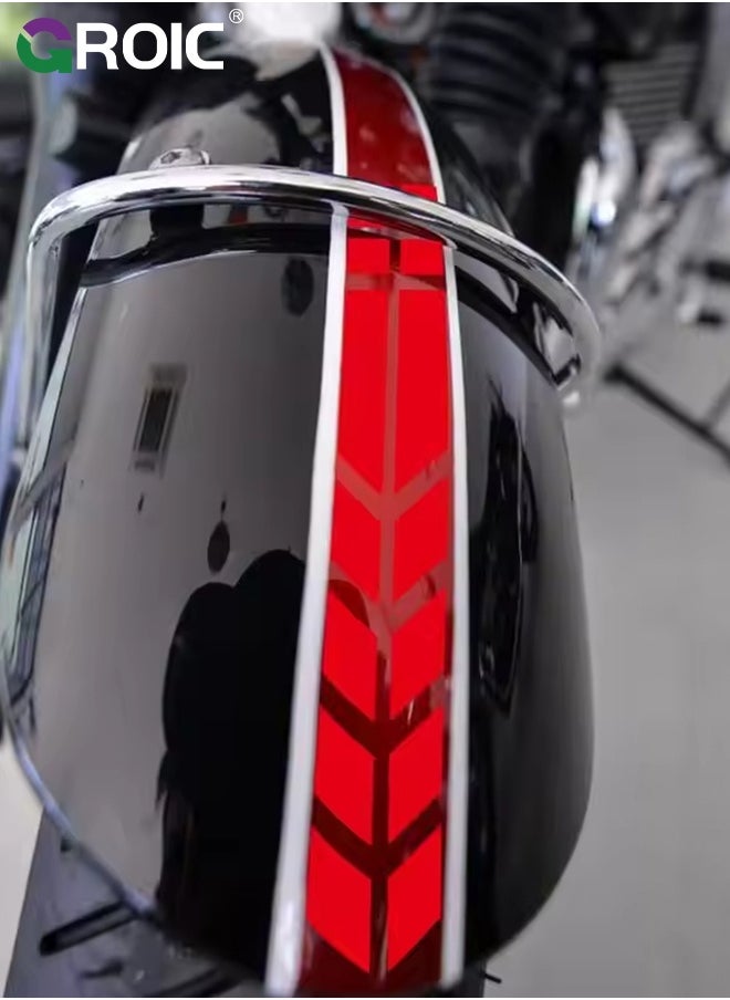 GROIC 4 Pcs Motorcycle Decorative Sticker, Front Fender Arrow Sticker Decoration Warning Reflective Tape Accessories Universal Motorcycle Decals Graphics (Red)  - Image 4