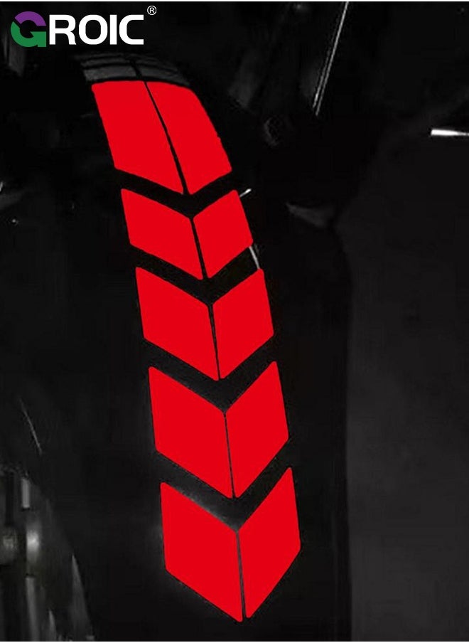 GROIC 4 Pcs Motorcycle Decorative Sticker, Front Fender Arrow Sticker Decoration Warning Reflective Tape Accessories Universal Motorcycle Decals Graphics (Red)  - Image 2