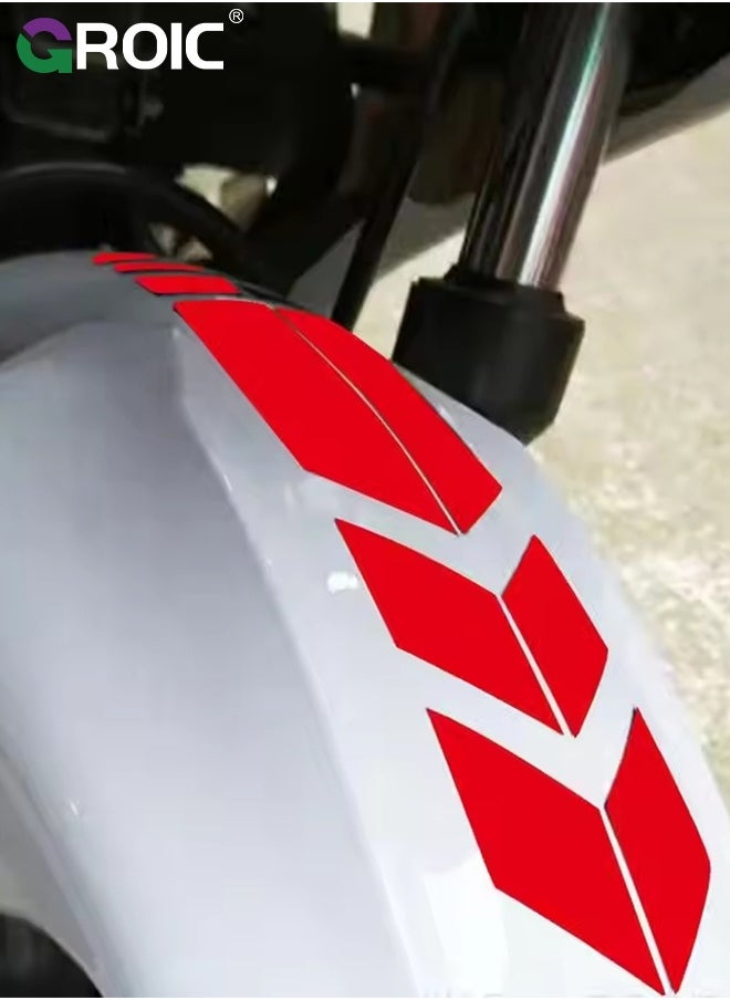 GROIC 4 Pcs Motorcycle Decorative Sticker, Front Fender Arrow Sticker Decoration Warning Reflective Tape Accessories Universal Motorcycle Decals Graphics (Red)  - Image 5