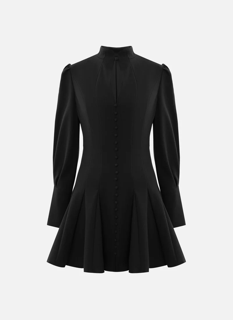 Lichi Fitted mini dress with shaped neckline and small buttons