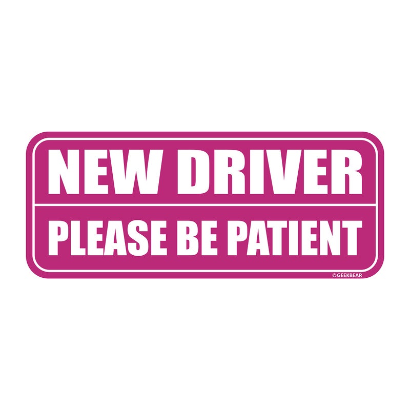New Driver Magnet_long (Pink/Pink) - Student Driver Car Magnet - Rookie or Novice Driver Magnet Reflective Bumper Safety Sign - Please Be Patient Warning Vehicle (1 Pack)