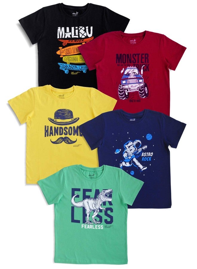 minicult Cotton Baby Boy's Regular Fit T-Shirt (Tshf_01_Dino_A18T24Mts_P5_Green_18 Months-24 Months) - Image 1