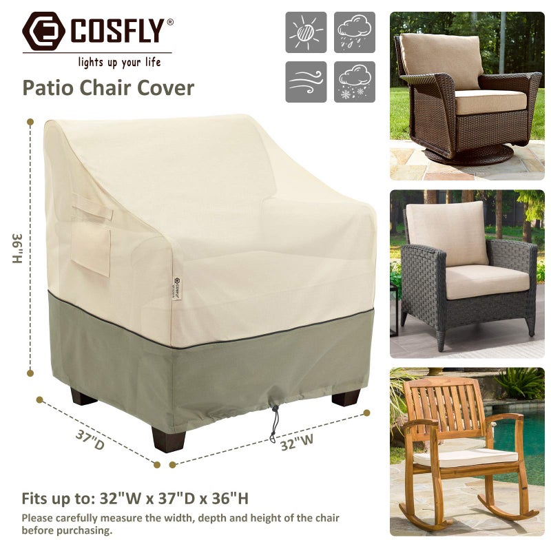 COSFLY Outdoor Furniture Patio Chair Covers Waterproof, Lounge Deep Seat Cover, Lawn Furnitures Covers Fits up to 32W x 37D x 36H inches(2 Pack) - Image 2