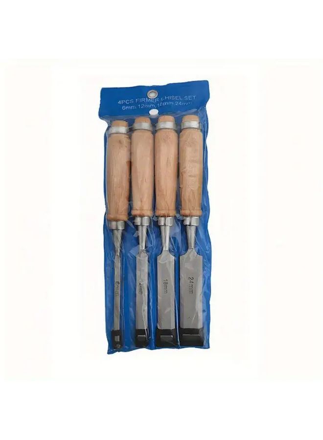 Woodworking Chisel 4pc Set With Beech Wood Handle 45 Steel Carved Flat Chisel Blue - Image 5
