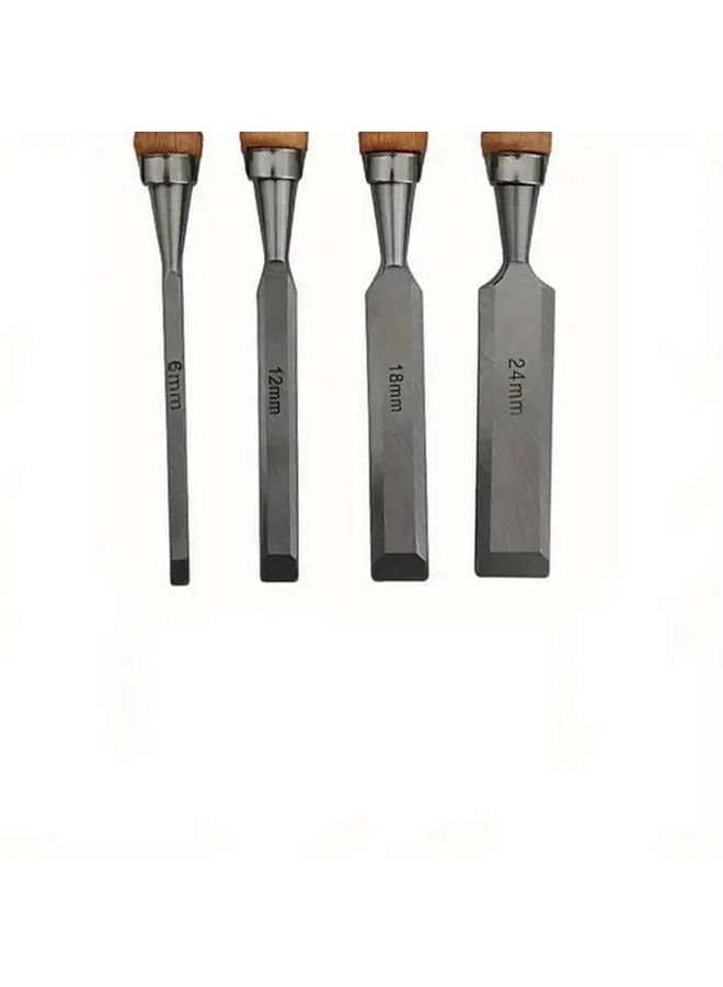 Woodworking Chisel 4pc Set With Beech Wood Handle 45 Steel Carved Flat Chisel Blue - Image 4