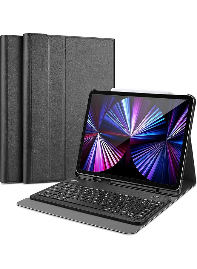 Procases For iPad Pro 11 Keyboard Case 2022 2021 2020 2018 Slim Shell Lightweight Cover With Magnetically Detachable Wireless Keyboard For iPad Pro 11 Inch 4Th 3Rd 2Nd 1St Gen Black - Image 1