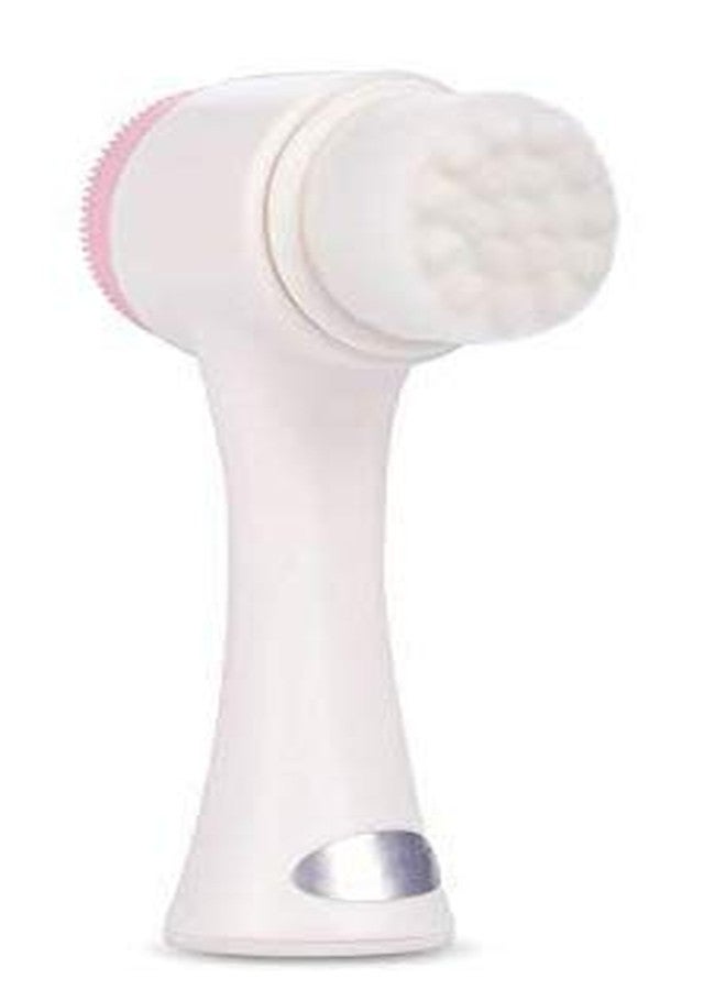 TREXEE 2 in 1 Facial Cleansing Brush, 3D Double Manual Silicone & Soft Bristles Face Brush Face Cleansing Brush Exfoliating Grease Removal Massage Tool Wash Makeup, Massaging, Acne (Pink) - Image 1