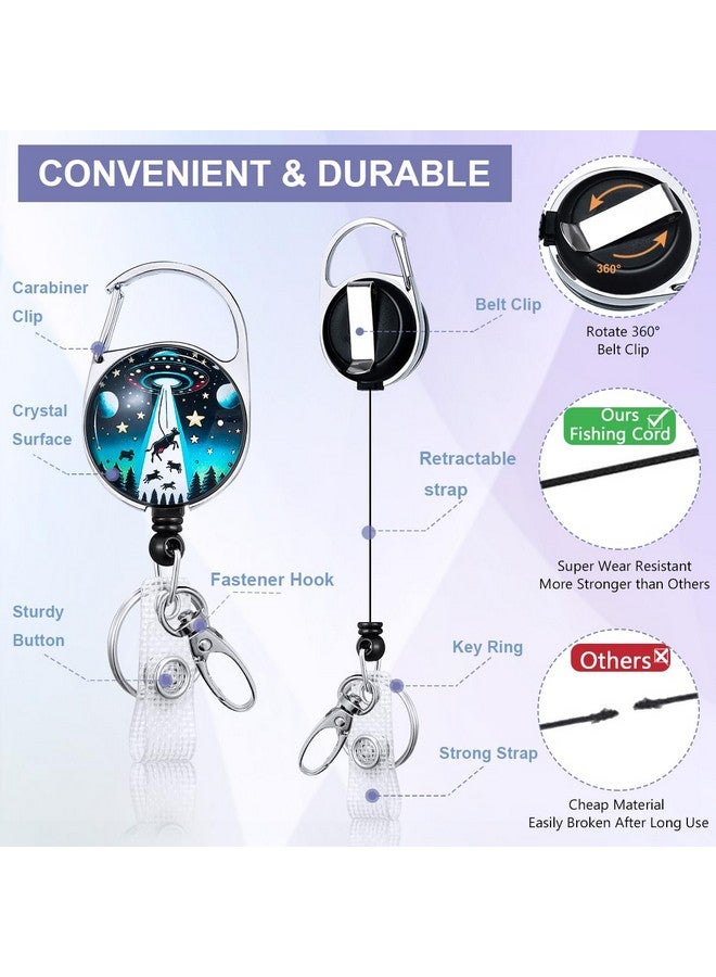 HASFINE Ufo And Cow Badge Holder With Breakaway Lanyard & Retractable Badge Reel With Heavy Duty Carabiner，360°Rotation Clip & Key Ring,Funny Id Card Holder For Office Work,Teacher,Student - Image 4
