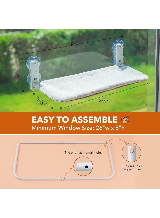 Cat Window Perch Cat Hammock for Window with Steel Frame Foldable Window Seat for Indoor Cats (Large Grey Removable Mat) - Image 3