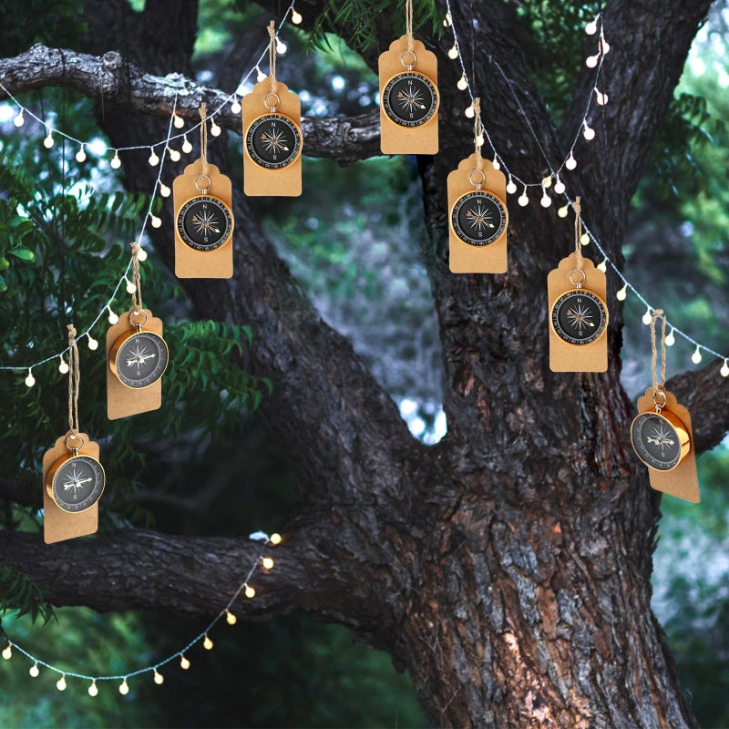 OurWarm 50pcs Compass Wedding Favors for Guests, Compass Souvenir Gift with Kraft Tags for Travel Themed Party Decorations Nautical Christmas Ornaments - Image 5