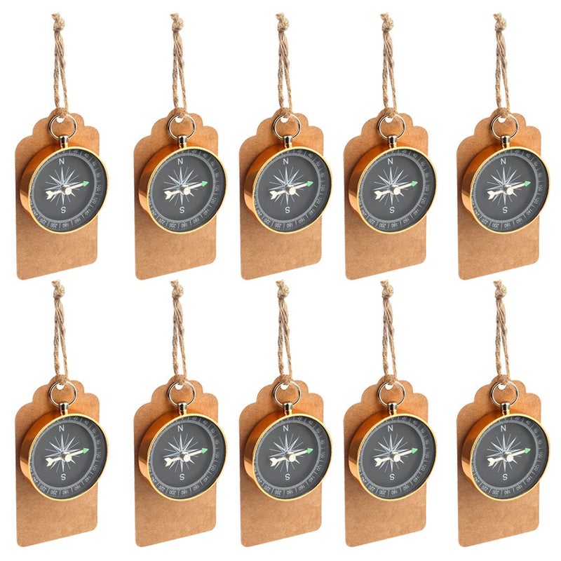 OurWarm 50pcs Compass Wedding Favors for Guests, Compass Souvenir Gift with Kraft Tags for Travel Themed Party Decorations Nautical Christmas Ornaments - Image 1