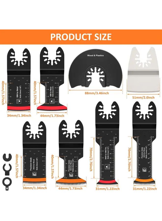 8pcs Bi-Metal Oscillating Saw Blade Set Universal Arc Cutting Tool - Image 2
