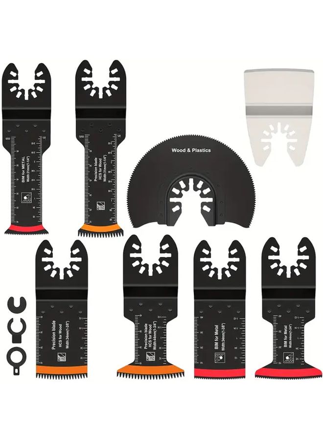 8pcs Bi-Metal Oscillating Saw Blade Set Universal Arc Cutting Tool - Image 1