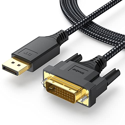 DteeDck DisplayPort to DVI Cable 6ft, Display Port to DVI-D/I Cord Braided, Gold-Plated Male to Male 1080P@60Hz, only One-Way Direction Video for Computer Laptop Graphics Card Monitor Projector HDTV - Image 1