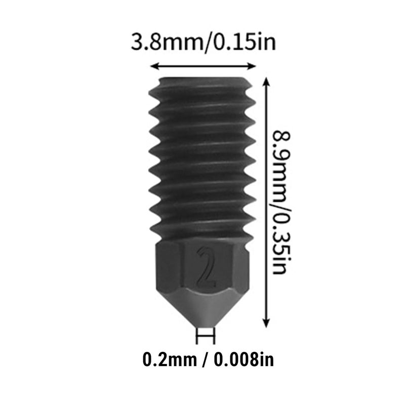فوهة طابعة ثلاثية الأبعاد من الفولاذ المقوى 0.2 مم 6 قطع متوافقة مع PLA ABS PETG TPU - Image 3