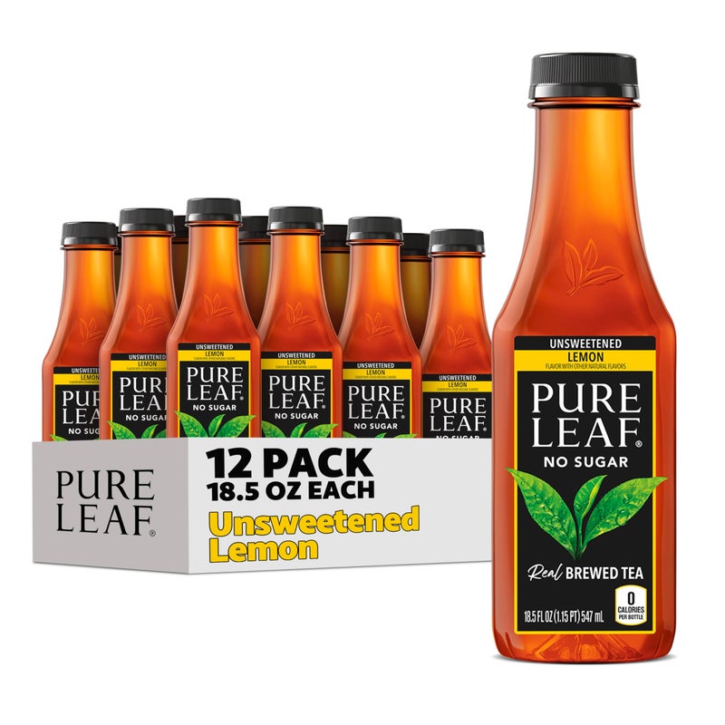 Pure Leaf Iced Tea Unsweetened Lemon Real Brewed Tea Zero Sugar  Zero Calories 185 Fl Oz Bottles Pack of 12 - Image 3