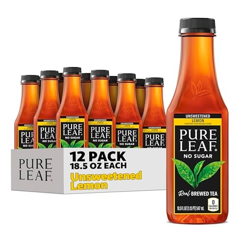 Pure Leaf Iced Tea Unsweetened Lemon Real Brewed Tea Zero Sugar  Zero Calories 185 Fl Oz Bottles Pack of 12 - Image 1