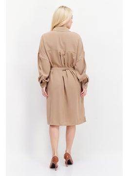 French Connection Women Plain Midi Dress, Tan  - Image 4