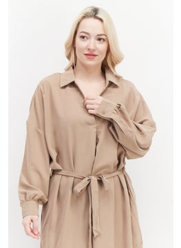 French Connection Women Plain Midi Dress, Tan  - Image 2