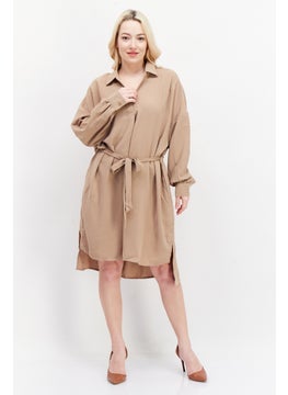 French Connection Women Plain Midi Dress, Tan  - Image 1
