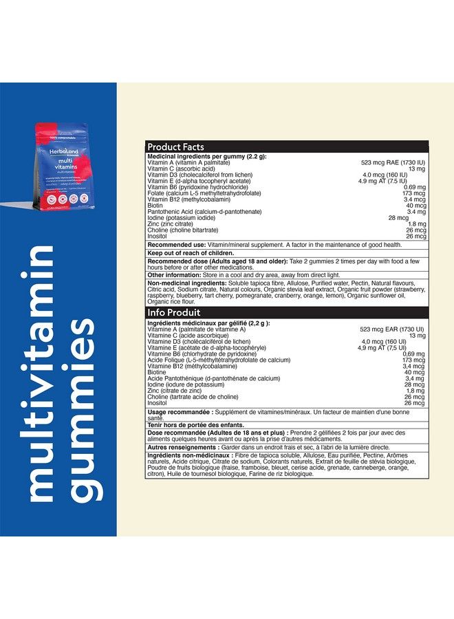 Vegan Multivitamins Gummies For Adults 13 Essential Vitamins Vitamin A C D3 E B6 B12 Zinc Complete Supplement Sugarfree And Organic 4.4 Grams Mixed Berry Flavor 90 Count