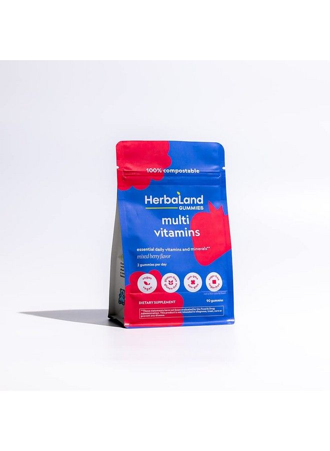 Vegan Multivitamins Gummies For Adults 13 Essential Vitamins Vitamin A C D3 E B6 B12 Zinc Complete Supplement Sugarfree And Organic 4.4 Grams Mixed Berry Flavor 90 Count