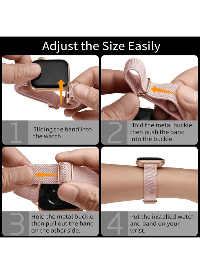 O Ozone (Pack of 4) Slim Braided Stretchy Nylon Bands For Apple Watch Band 38mm 42mm 40mm 41mm Women Men - Image 5