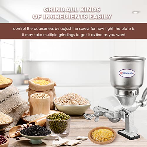 Moongiantgo Corn Grinder Cast Iron, Hand Crank Grain Mill with Large Hopper & Table Clamp, for Manual Crushing Barley Wheat Berries Coffee Chickpeas Seeds Pepper Dried Beans Animals Feed Home Brewing - Image 3