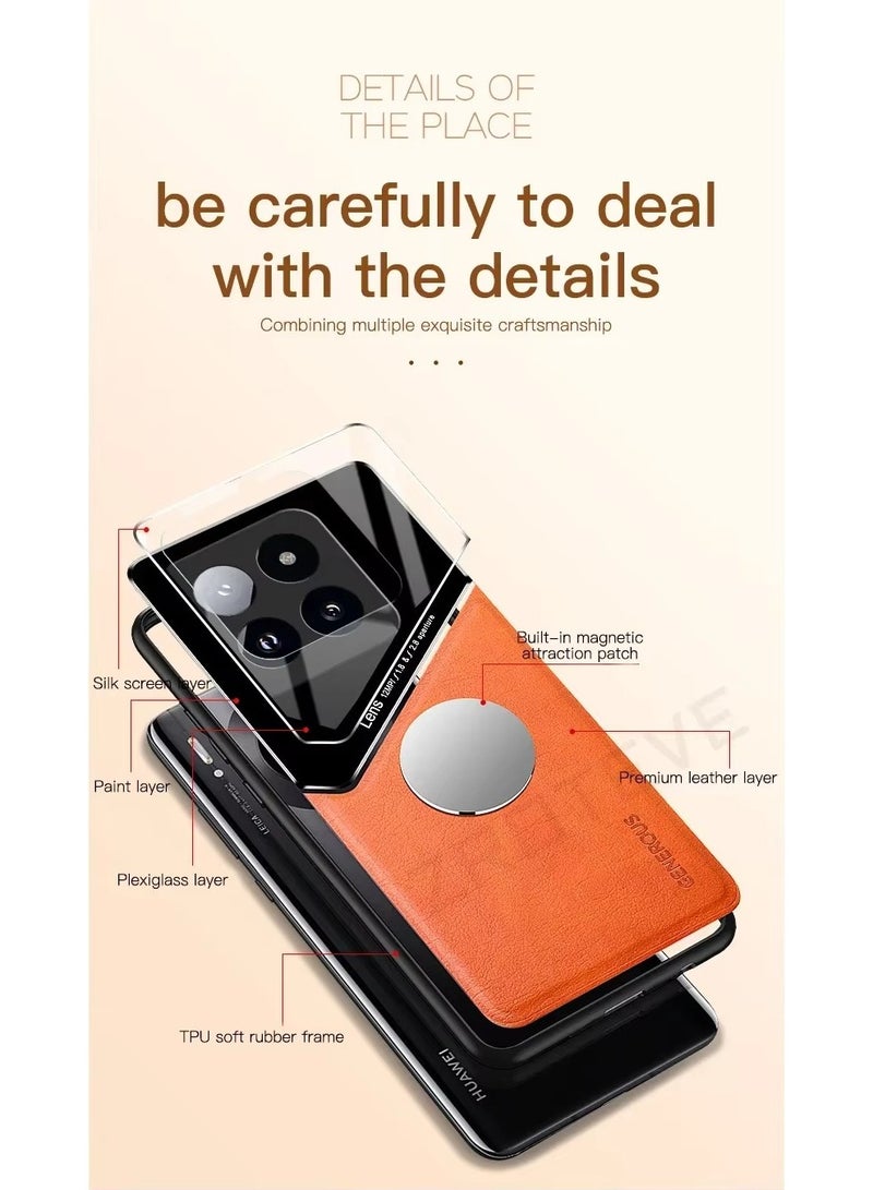 حافظة متوافقة مع هاتف Xiaomi 14T/14T Pro، غطاء جلد فاخر وزجاج مع حامل مغناطيسي للسيارة وغطاء هاتف إطار ناعم من السيليكون - أخضر - Image 5